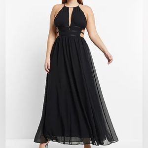 Express halter maxi dress with strappy cutouts